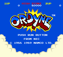 Ordyne title screen for TurboGrafx-16